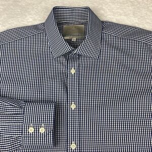 Hawes & Curtis Dress Shirt Mens 16-36 Blue/White Checks St. James Slim Fit